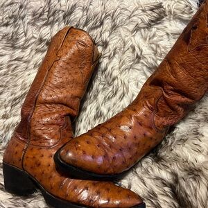 Lucchese Men Top Quality full OSTRICH Leather Boots - COGNAC 10.5 D